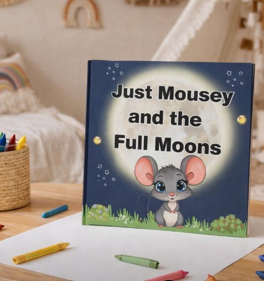 Just Mousey and the Full Moons Just Mousey and the Full Moons children’s picture book with a Full moons story and coloring pages